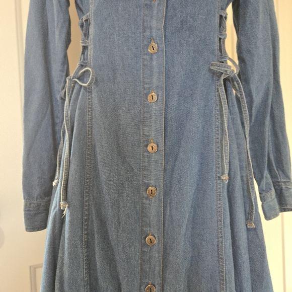 Vintage Forenza Denim Western Long Sleeve Button Down Maxi Dress, SIZE 10 - Picture 11 of 16